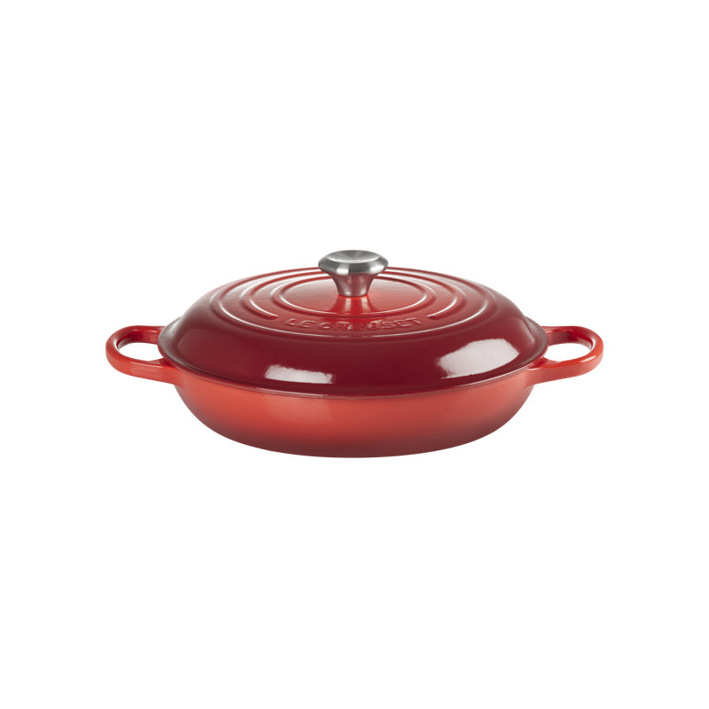 Le Creuset Signature Cast Iron Shallow Casserole, Cherry Red, 30cm / 3.5L