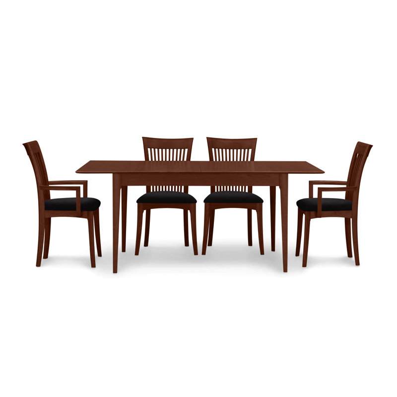 Sarah 4 - Person Solid Wood Top Four Leg Dining Set, Cognac Cherry, 30" H x 48" W x 36" D, Ebony Leather