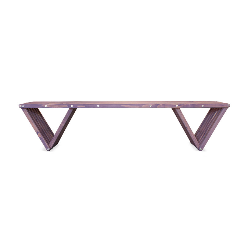 Purple Berry White Oak Backless Garden Bench with Triangular Legs