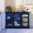 47.2"W Sideboard Buffet Cabinet with 3 Glass Doors, Adjustable Shelves, LED and Human Body Sensors-1477457382