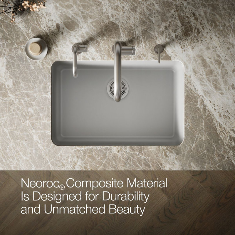 Cairn® Neoroc 27-1/2" x 18-5/16" x 9-1/2" Undermount Kitchen Sink, Matte Gray