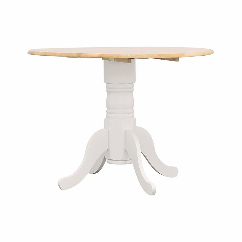 Table de salle à manger ronde à rallonge à abattants de 40 po, blanche et naturelle