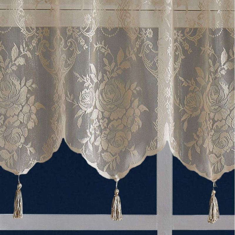 Crichton Floral Scalloped Kitchen Curtain, Brown