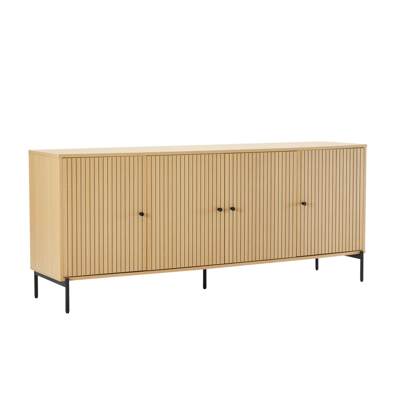 Buffet moderne 71 po avec 8 tablettes réglables et pieds en métal clair Magnolia
