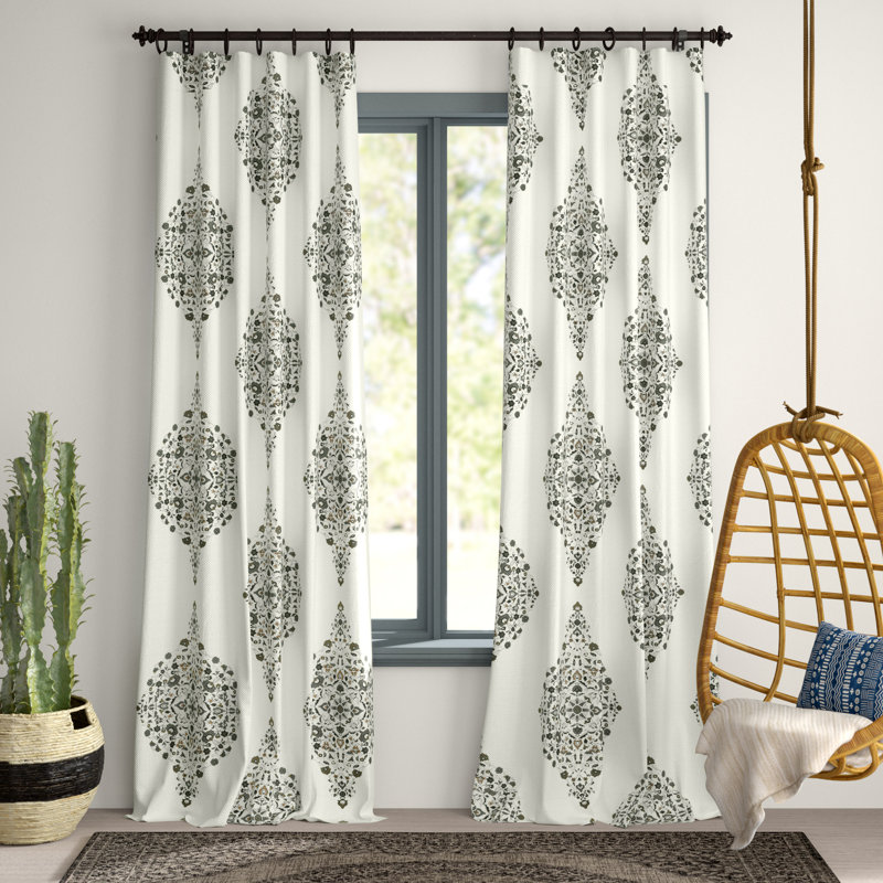 Mcclenton Damask Cotton Room Darkening Single Curtain Panel, 50" W x 96" L, Kerala Cocoa