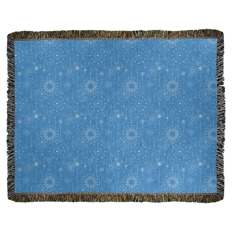 Couverture en coton tissé Katelyn Elizabeth Astrology, l 37 po x L 52 po, Bleu