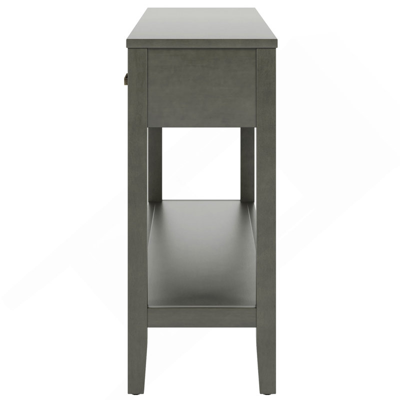 Console avec tablette inférieure et 3 tiroirs, Gris
