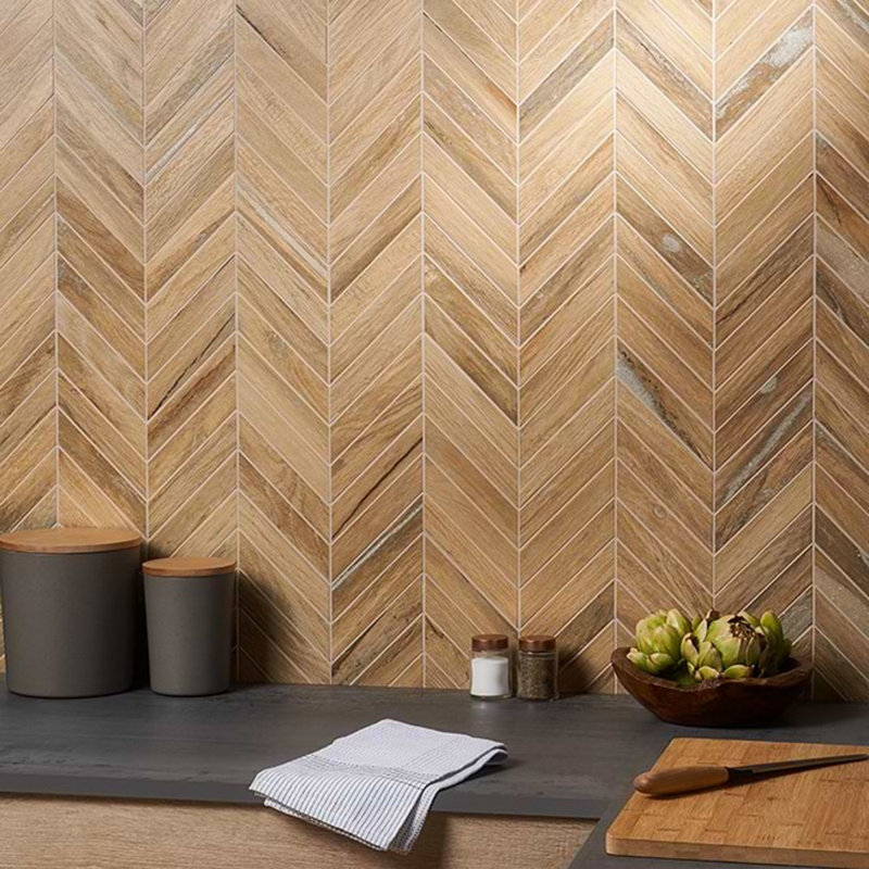 Eternal 9x20 Chevron Matte Wood Look Porcelain Mosaic Tile