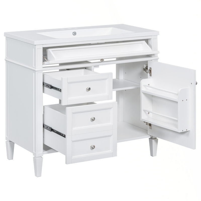 Modern Bathroom Vanity With Abundant Storage And Stylish Design, White