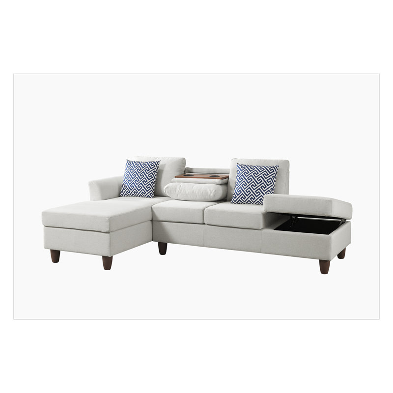 Hidden Storage Units and Matching Accent Pillows for Modern Homes, Beige Linen
