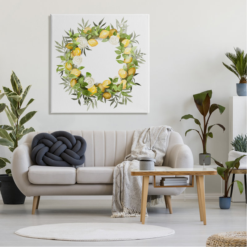 Couronne botanique «Lush Lemons» par Ziwei Li - impression, H 36 po x l 36 po x P 1,5 po, Toile tendue