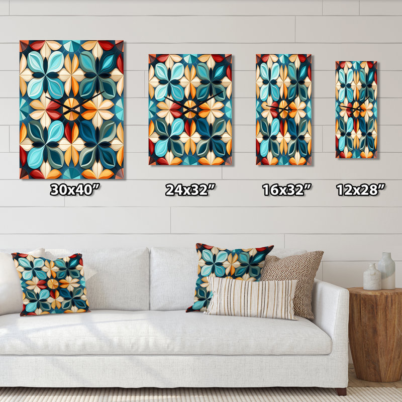 Janeesha - Patterned Modern Wall Clock, 32'' H x 14'' W x 1'' D
