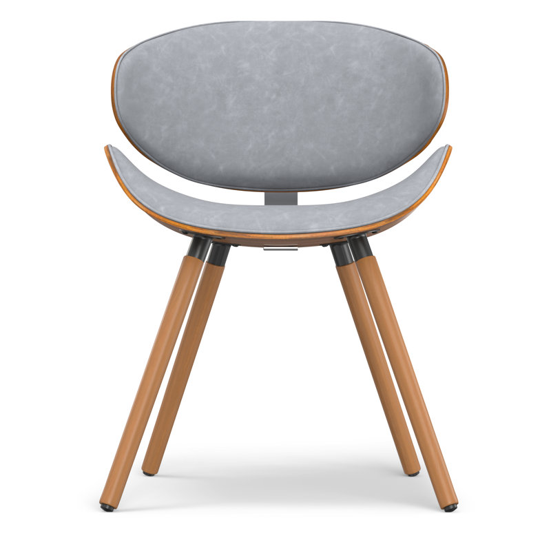Stone Grey Faux Leather Upholstered Dining Chair with Bentwood Backrest