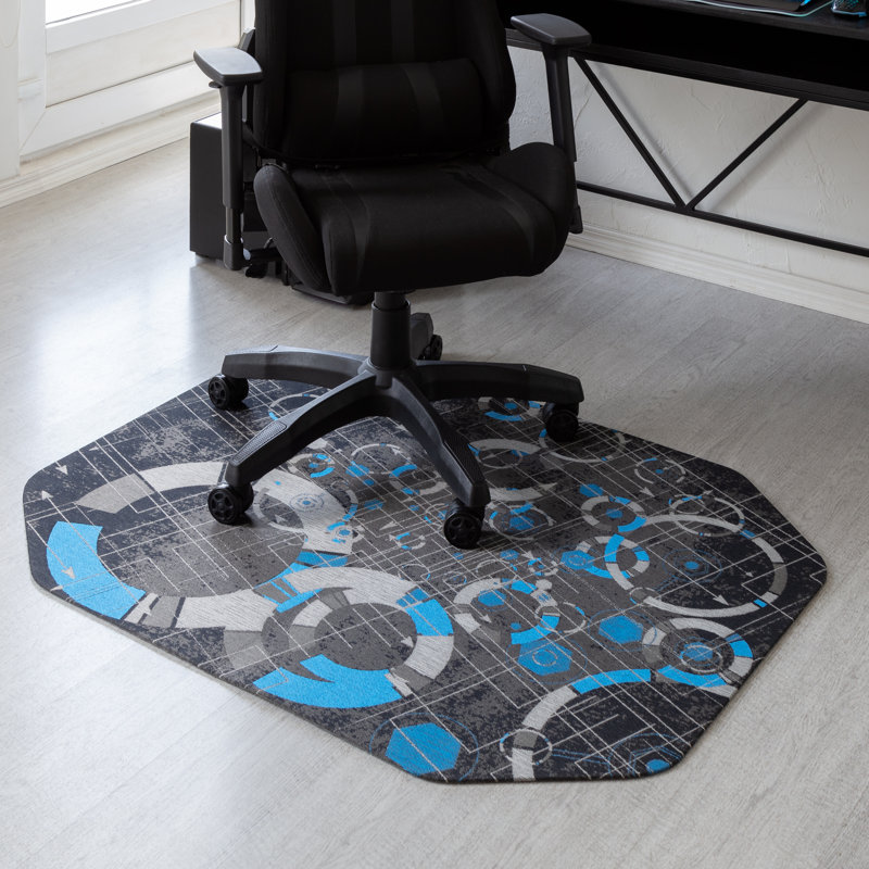 Tapis de chaise de jeu réfracté octogonal antidérapant, Bleu