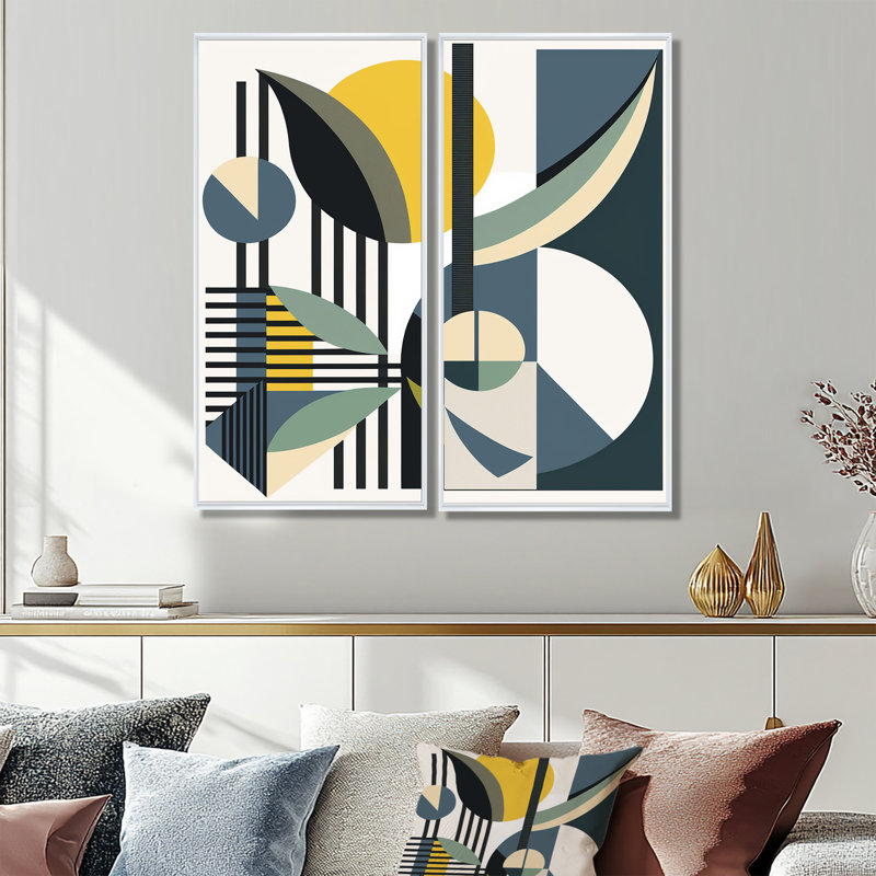 Art graphique rétro Mid-Century I - art mural moderne, 20" H x 24" W, Impression encadrée flottante, White