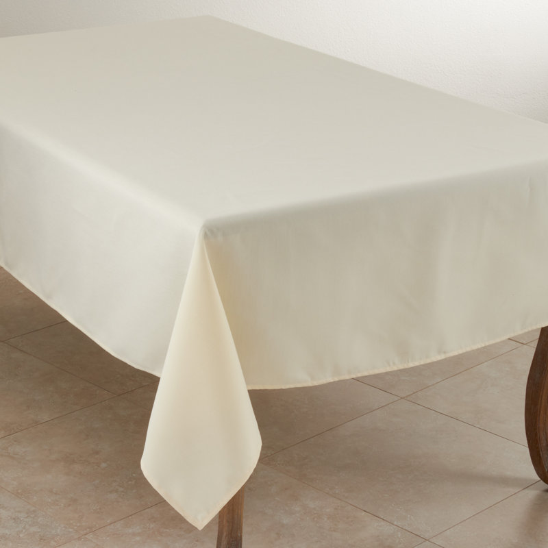 Sherry Polyester Tablecloth, 140" L x 65" W, Ivory