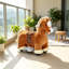Cheval d'intérieur et musical pour enfant en bas âge - Poney à piles 6V avec peluche, copain et roues silencieuses - Brun