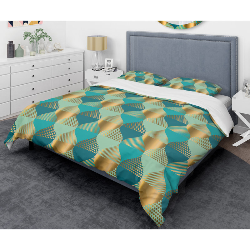 Ensemble de housse de couette à motif abstrait luxueux Luxury Retro Drops I - Microfibre polyester