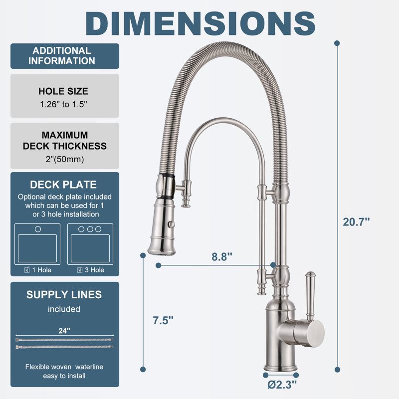 Pull Out Gooseneck High-Arc Kitchen Faucet, Brushed Nickel