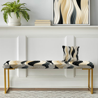 Banc rembourré rayé blanc et noir Minimalist Elegance III