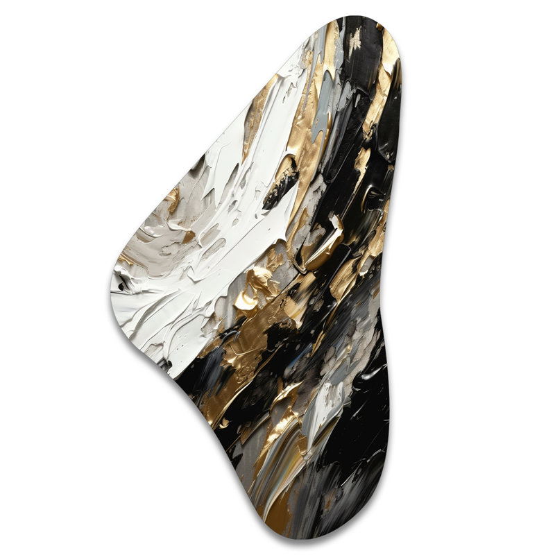 Malec - Art mural asymétrique en forme de Boomerang abstrait, H 39 po x l 21 po
