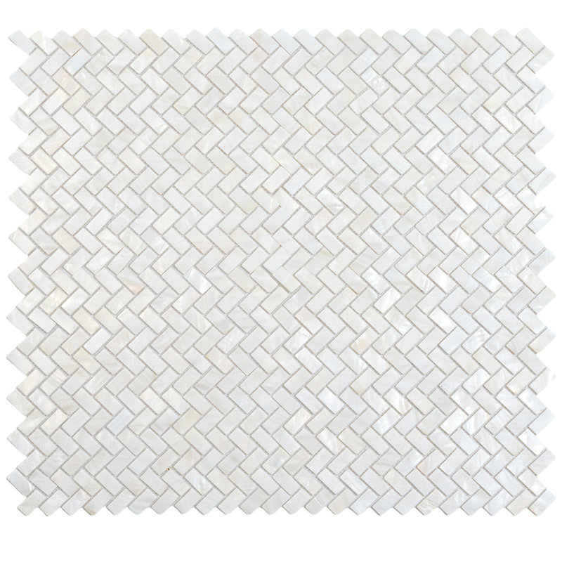 10.6" X 11.2" Herringbone Natural Shell Mosaic Tile
