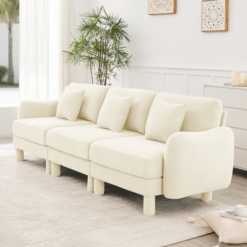 Canapé 3 places en tissu Boucle, Beige