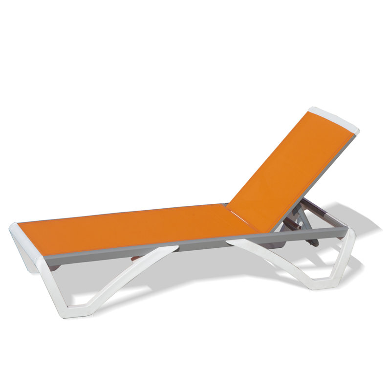 Colerain Outdoor Metal Chaise Lounge with Adjustable Positions, Orange