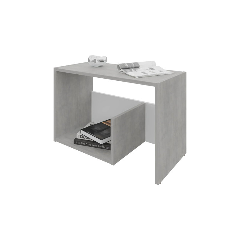 Table basse avec rangement ouvert, Blanc / Gris