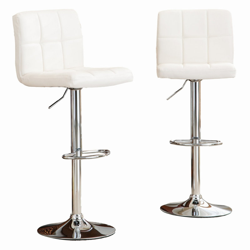 Tabouret de bar pivotant réglable en similicuir, ensemble de 2, Blanc