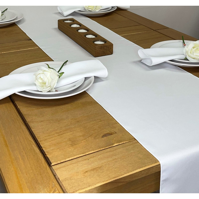 Teal Table Runner 14" x 144" (35cm x 365cm), 35cm W x 274cm L, White