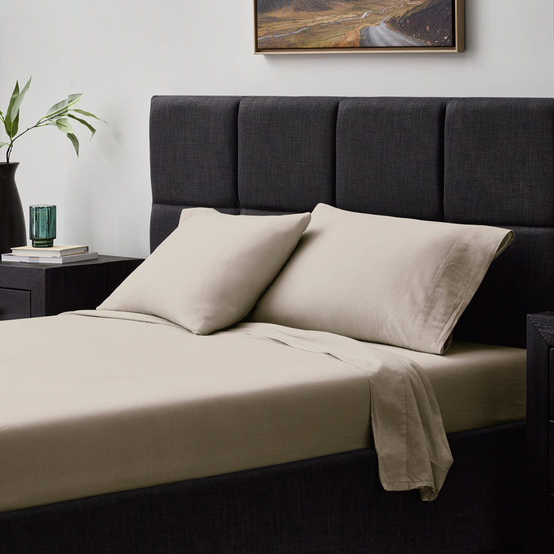  Ensemble de draps 100% coton Gennessee, Brun clair, Super King