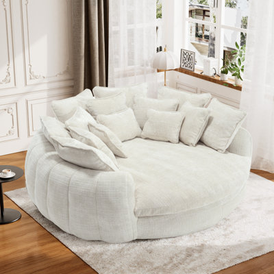 Oversized Bean Bag Sofa - Large Round Loveseat With Pillows by All-in furniture