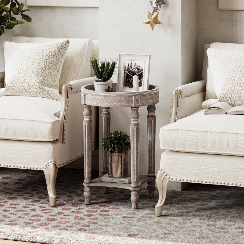 Rustic Farmhouse End Table With Storage Shelf