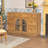 55.8'' Wide Buffet Storage Cabinet With 7 Drawers 2 Doors & Glass Accents-213927532