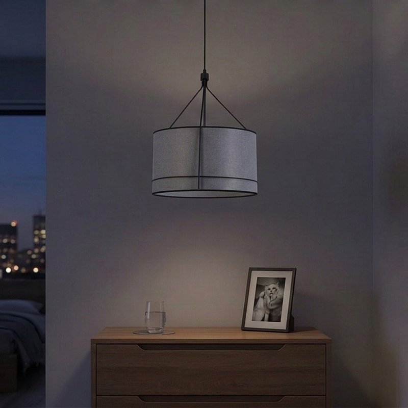 Lustre cylindrique à hauteur ajustable Aura, Gris