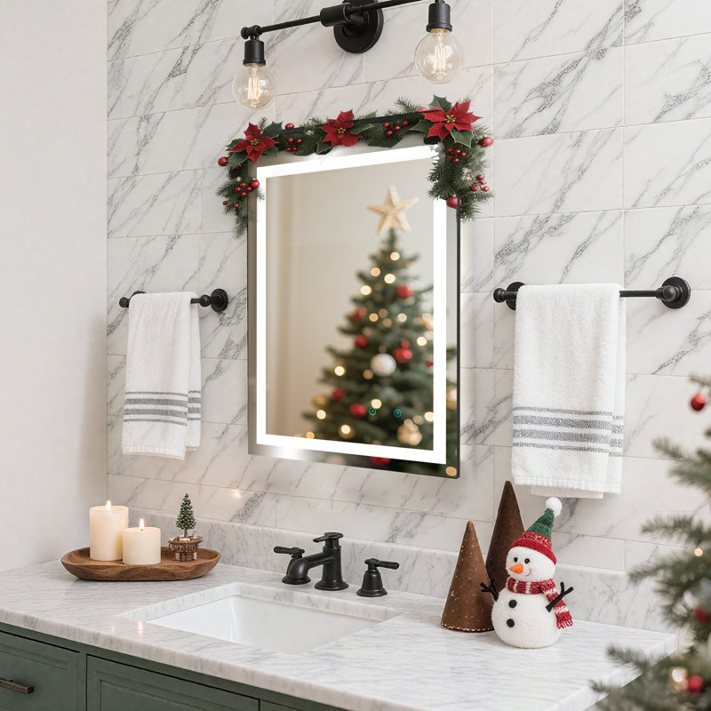 Worreno Rectangle Led Frameless Wall Mounted Bathroom / Vanity Mirror, High Lumen/Anti-fog, 24" x 32"