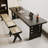 Black Rectangular Solid Wood with 2 drawers writing desk-117624113