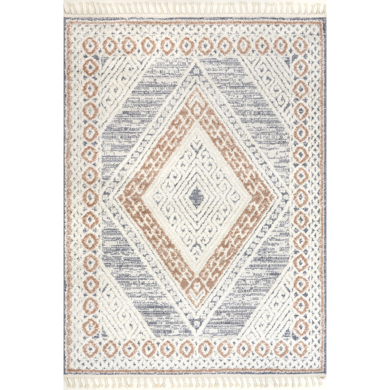 Acacia Raised Diamond Tasseled Area Rug, Rectangle 10' x 14'
