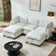 Canapé modulaire 96,5 po pour salon, canapé rembourré en chenille douce avec rangement, canapé 3 places avec deux repose-pieds en forme de U beige-323569574