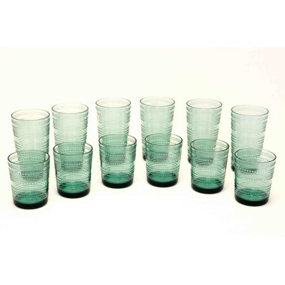 Adalet Beaded Collection 12 Pieces Acrylic Drinking Glass Set - Includes 2 sizes