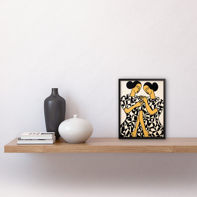 Aedon Women In Geometric Pattern Dresses Matisse Style Sisters - Single Picture Frame Print