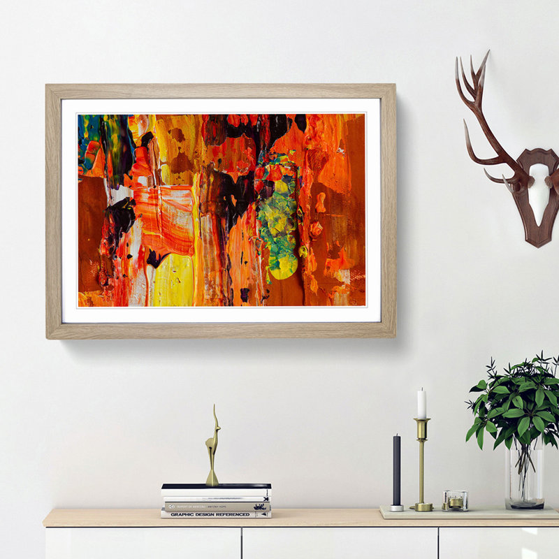 Abstract Art Painting Vol.251 by S.Johnson - Picture Frame Painting Print, Oak Framed, 27cm H x 36cm W x 2cm D