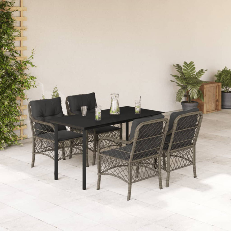 Bay Isle Home? 3 Piece Bistro Set With Cushions Poly Rattan