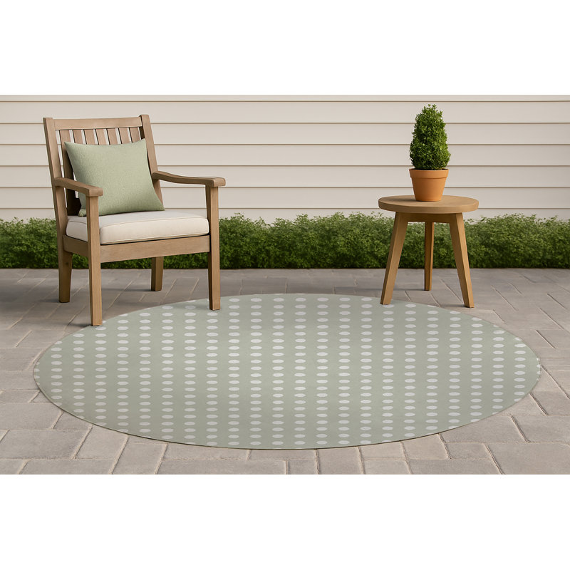 Dot Locked Non-Slip Outdoor Rug, Round 5'