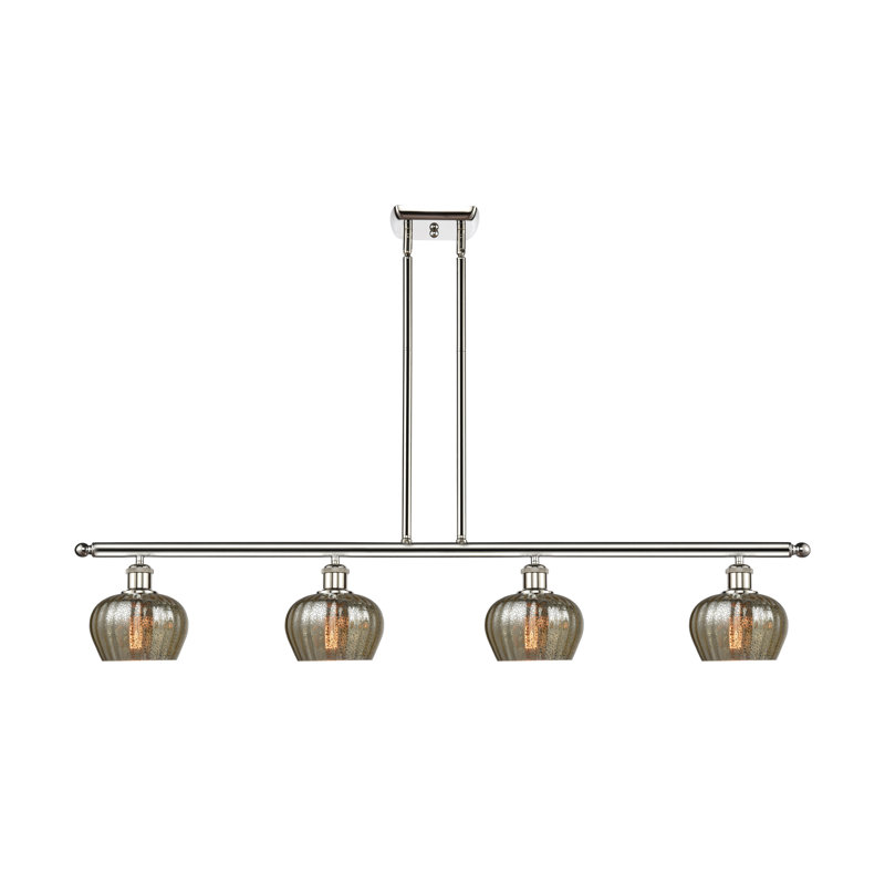 Luminaire suspendu linéaire à 4 lumières pour îlot de cuisine Lyman, Ampoule DEL 6 watts Vinage, Nickel poli, Mercure