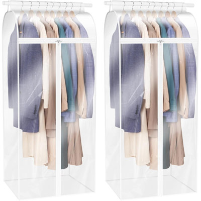 Dress Bags for Hanging Clothes Clear Garment Rack Cover 60 in, 2Pack