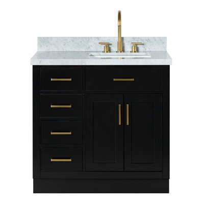 ARIEL HEPBURN 37 IN RIGHT OFFSET RECTANGULAR SINK VANITY 1,5 IN
