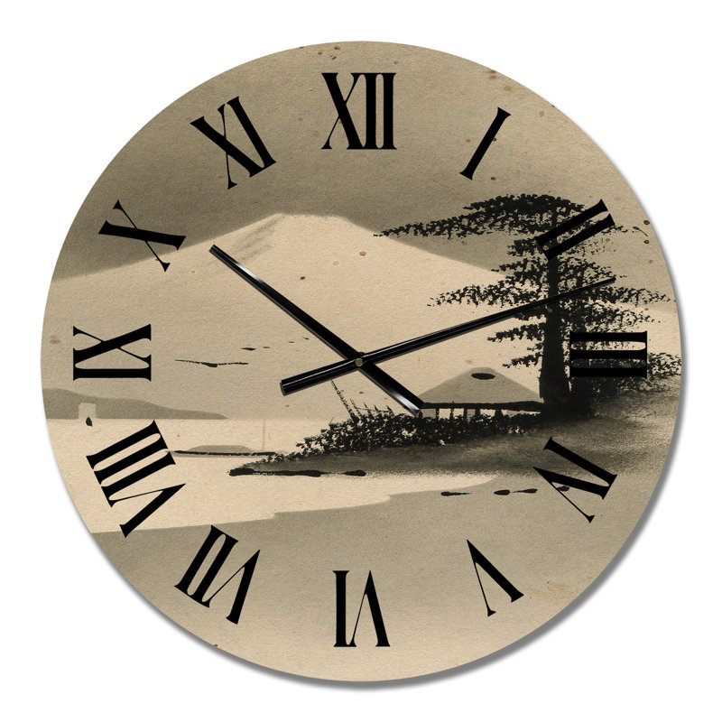 Paysage d'hiver avec la montagne Fuji - horloge murale, Petit
