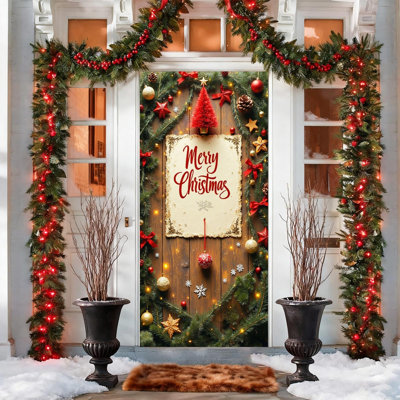 Couvercle de porte de Noël de 35 po x 72 po, Kondieu